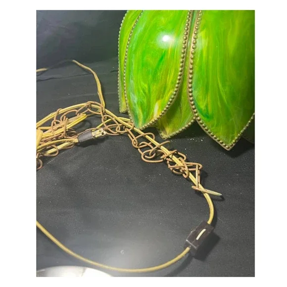 Large Vintage Mid Century Swag Lamp Tulip Lotus Flower Hanging Lamp